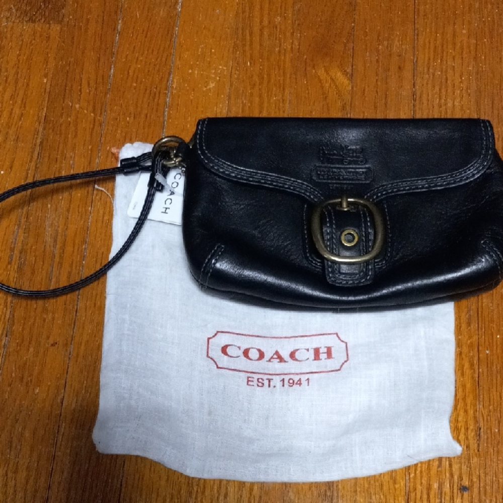Coach Black Leather Wristlet